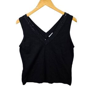 George Black Sequin V-Neck Tank Top